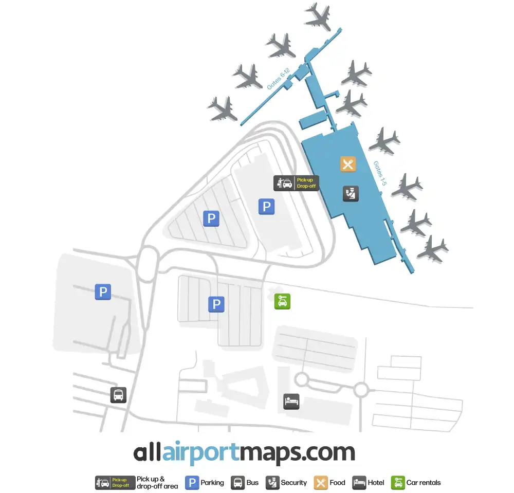 Mapa de la terminal del Aeropuerto de Aberdeen