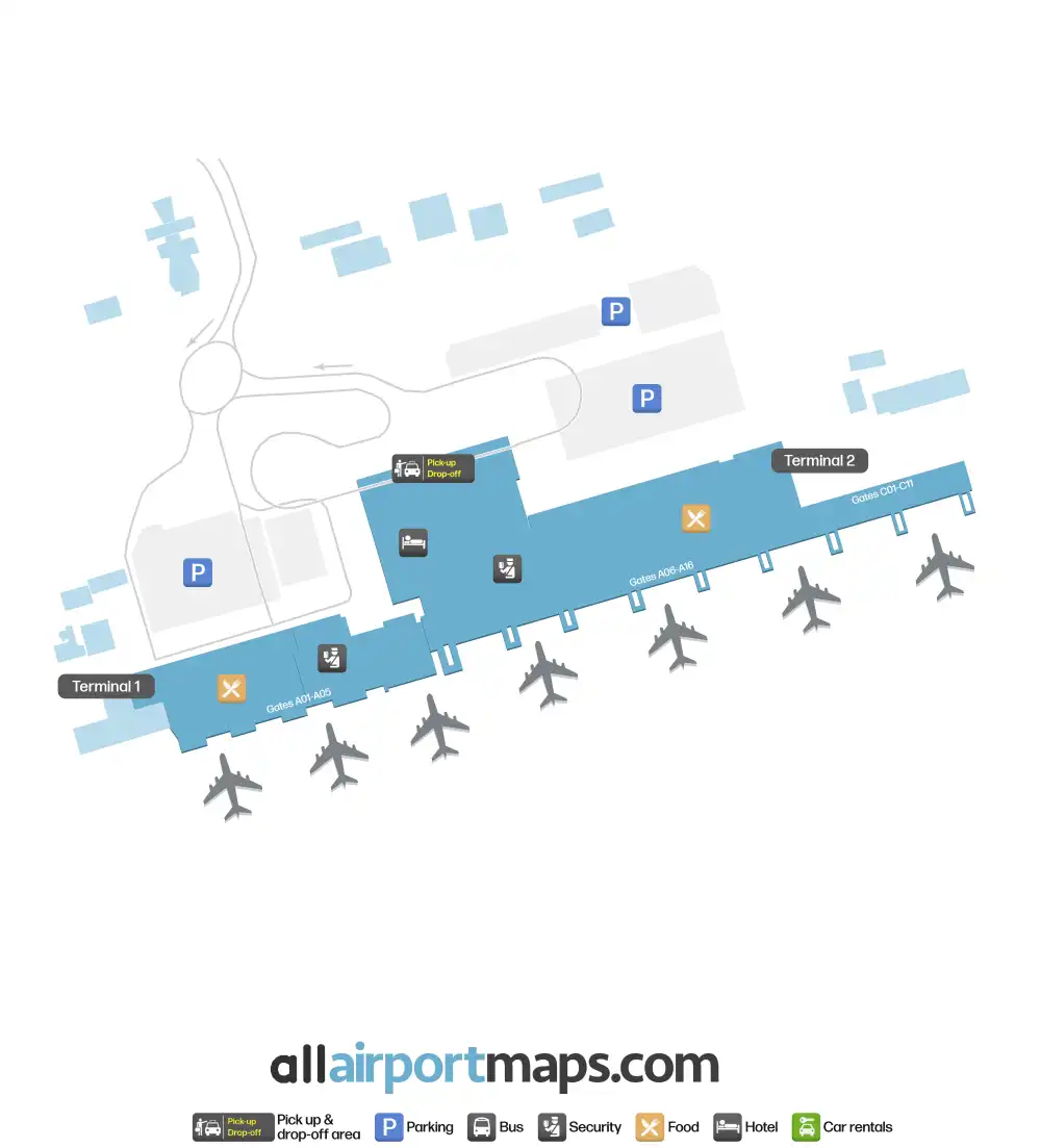 Mapa de la terminal del Aeropuerto Internacional Bole