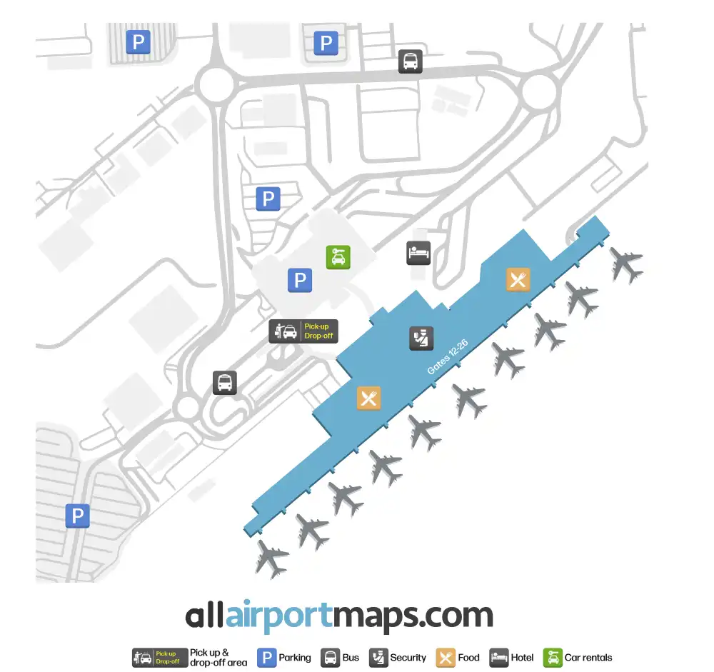 Mapa de la terminal del Aeropuerto Internacional de Adelaida