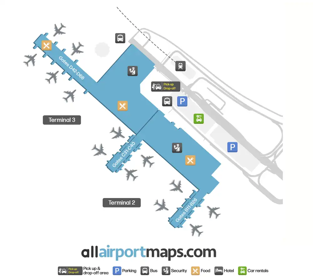 Mapa de la terminal del Aeropuerto de Málaga-Costa del Sol