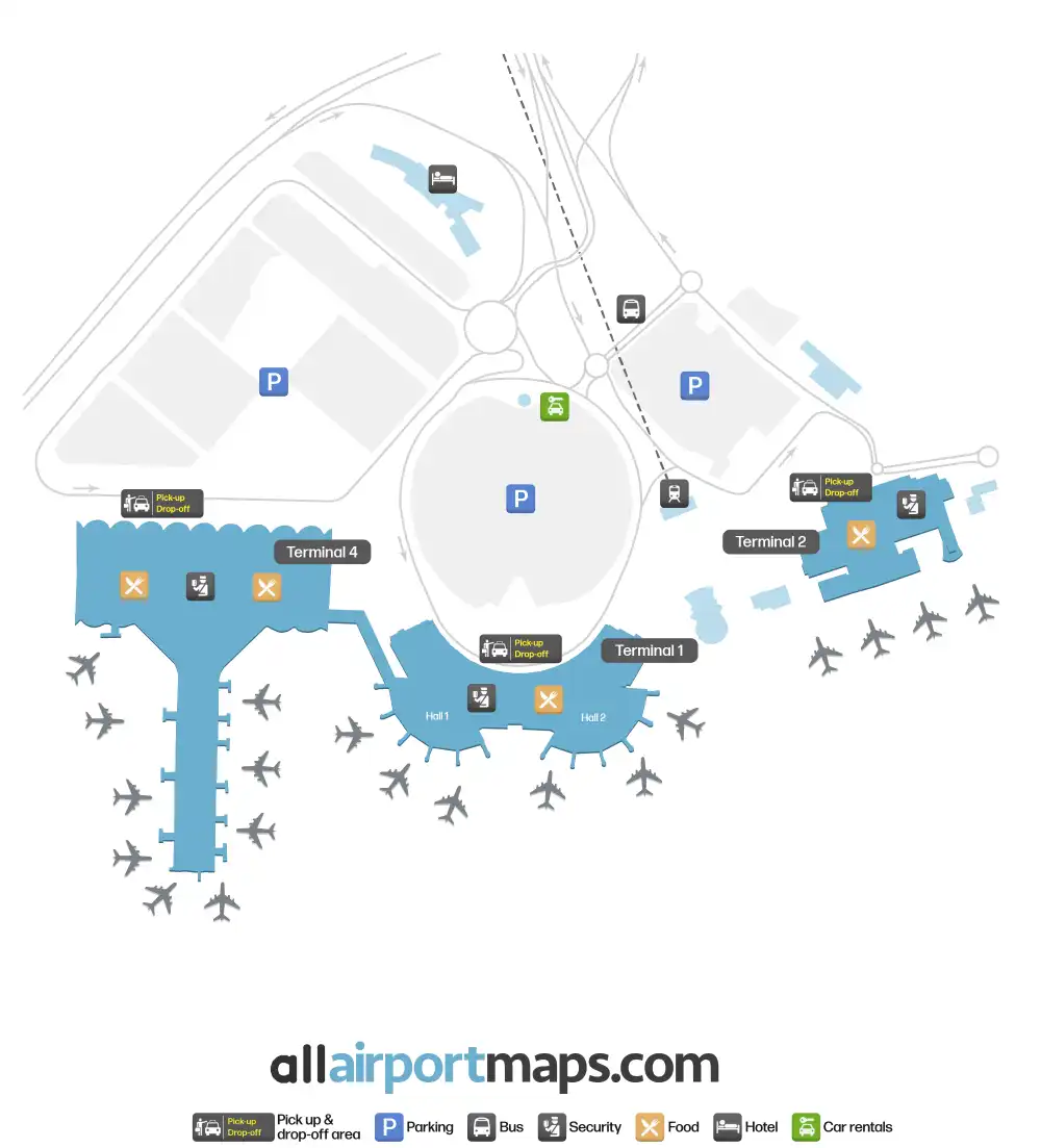 Mapa de la terminal del Aeropuerto Internacional Houari Boumedienne