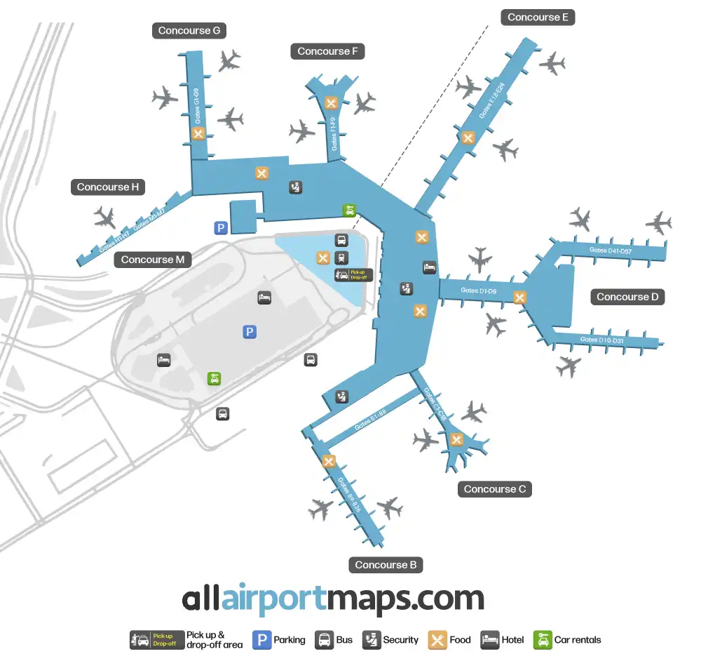 Mapa de la terminal del Aeropuerto de Ámsterdam-Schiphol