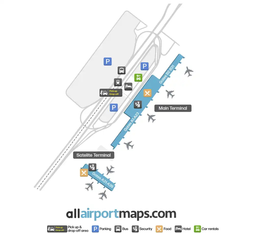 Mapa de la terminal del Aeropuerto Internacional Eleftherios Venizelos
