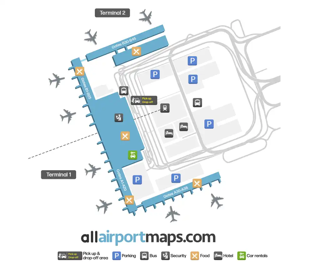 Mapa de la terminal del Aeropuerto de Berlín-Brandeburgo Willy Brandt