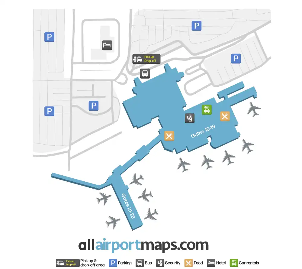 Mapa de la terminal del Aeropuerto Internacional de Belfast