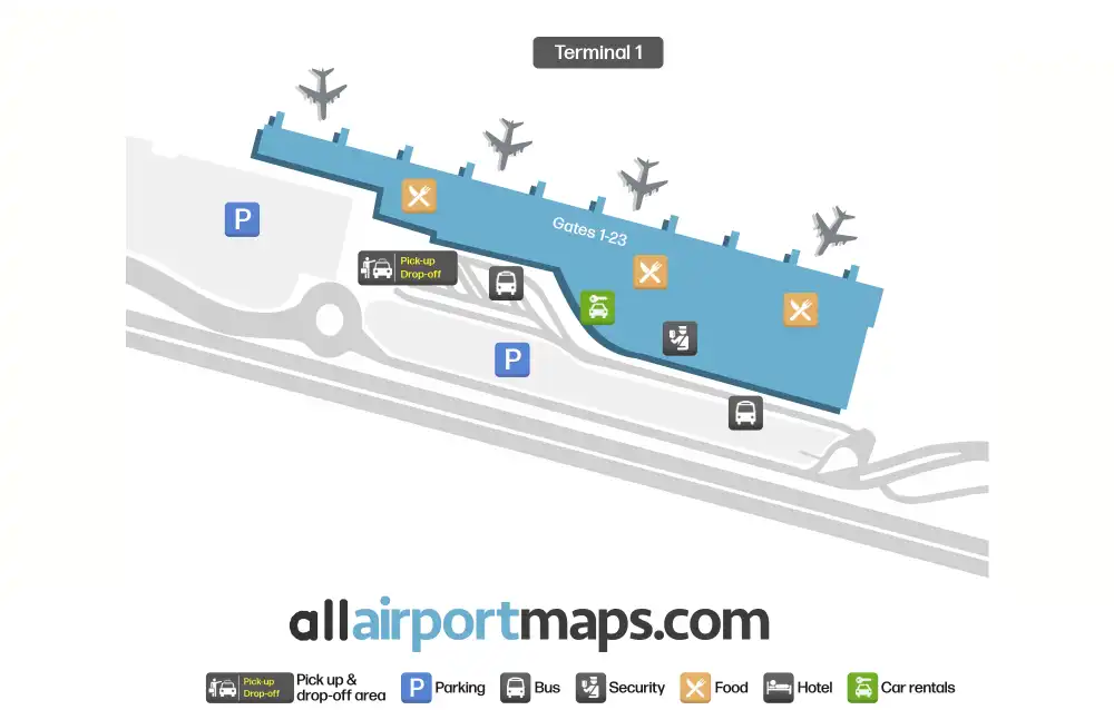 Mapa de la terminal del Milan Bergamo International Airport