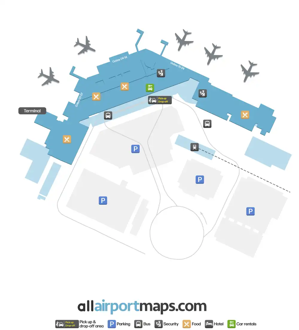 Mapa de la terminal del Aeropuerto de Bolonia