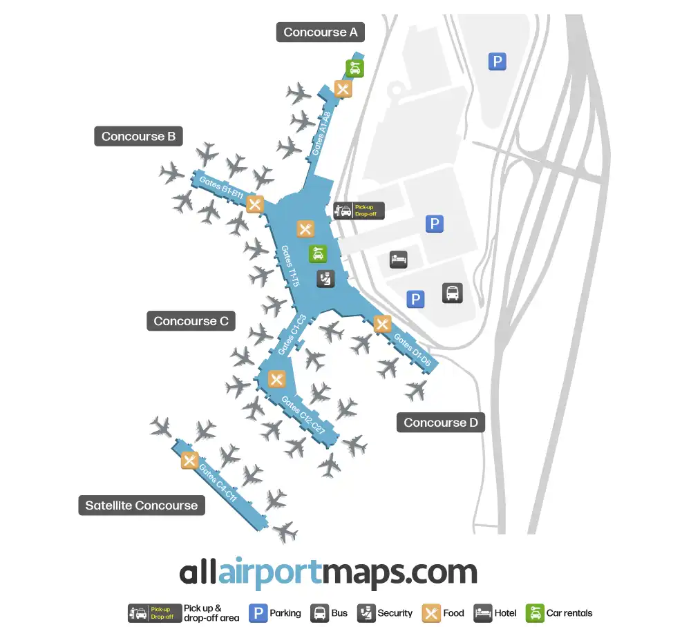Mapa de la terminal del Aeropuerto Internacional de Nashville