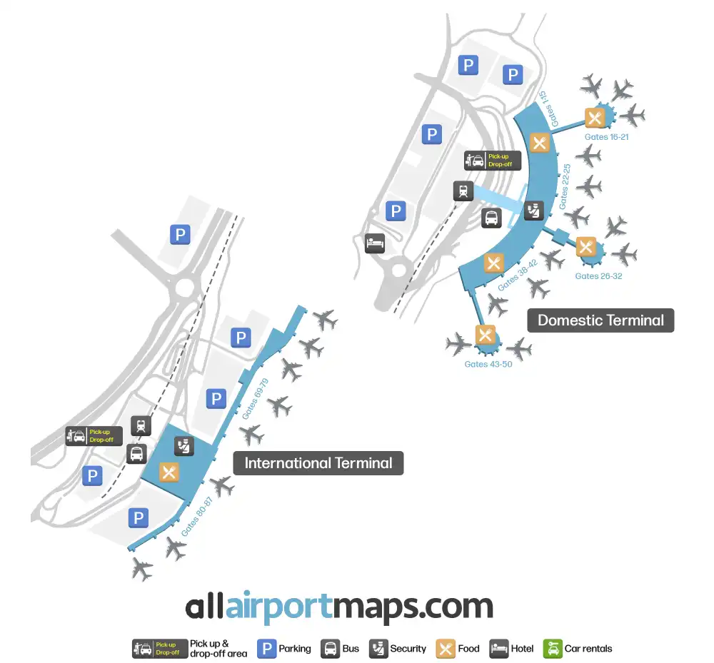 Mapa de la terminal del Aeropuerto de Brisbane