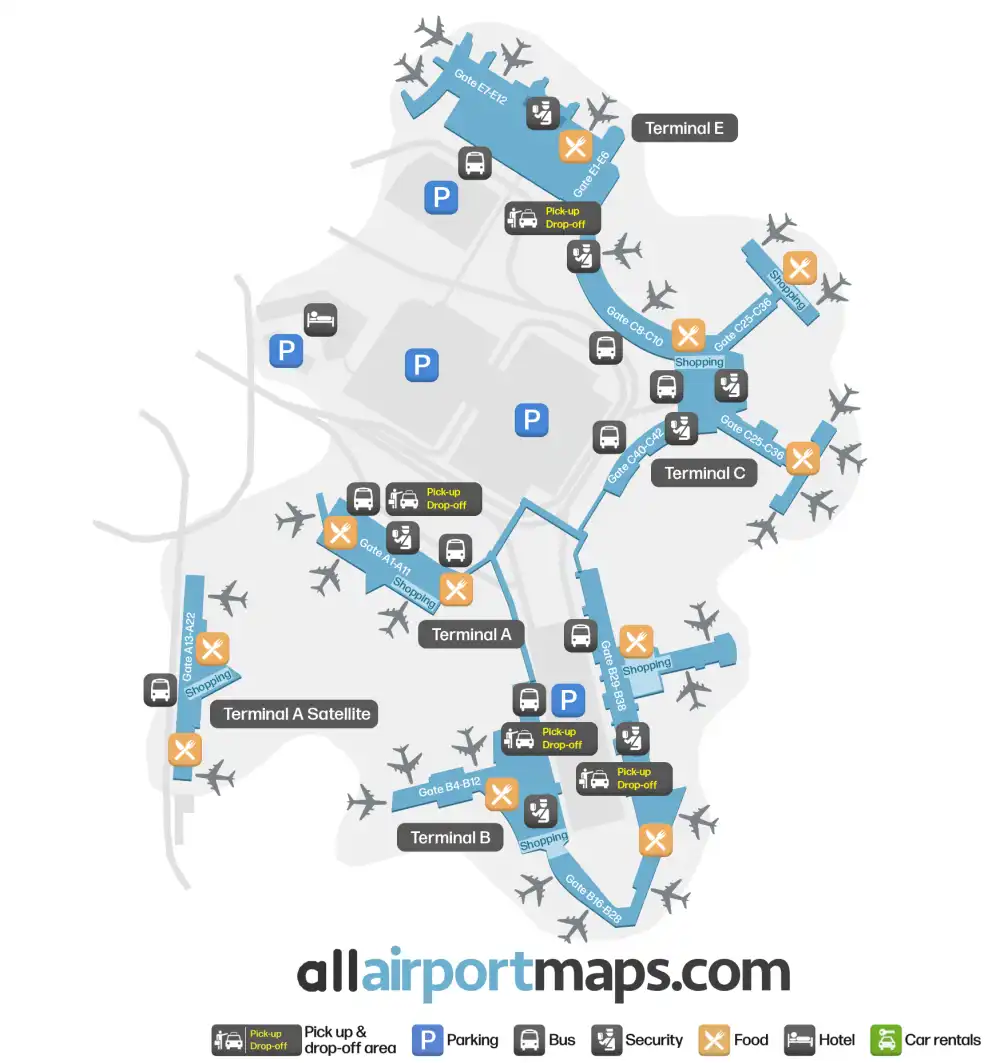 Mapa de la terminal del Aeropuerto Internacional Logan