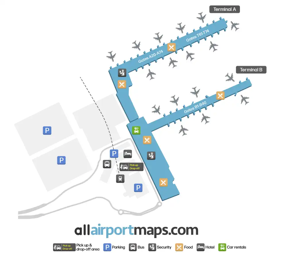 Mapa de la terminal del Aeropuerto de Bruselas