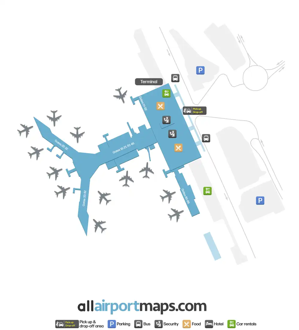 Mapa de la terminal del Aeropuerto de Basilea-Mulhouse-Friburgo