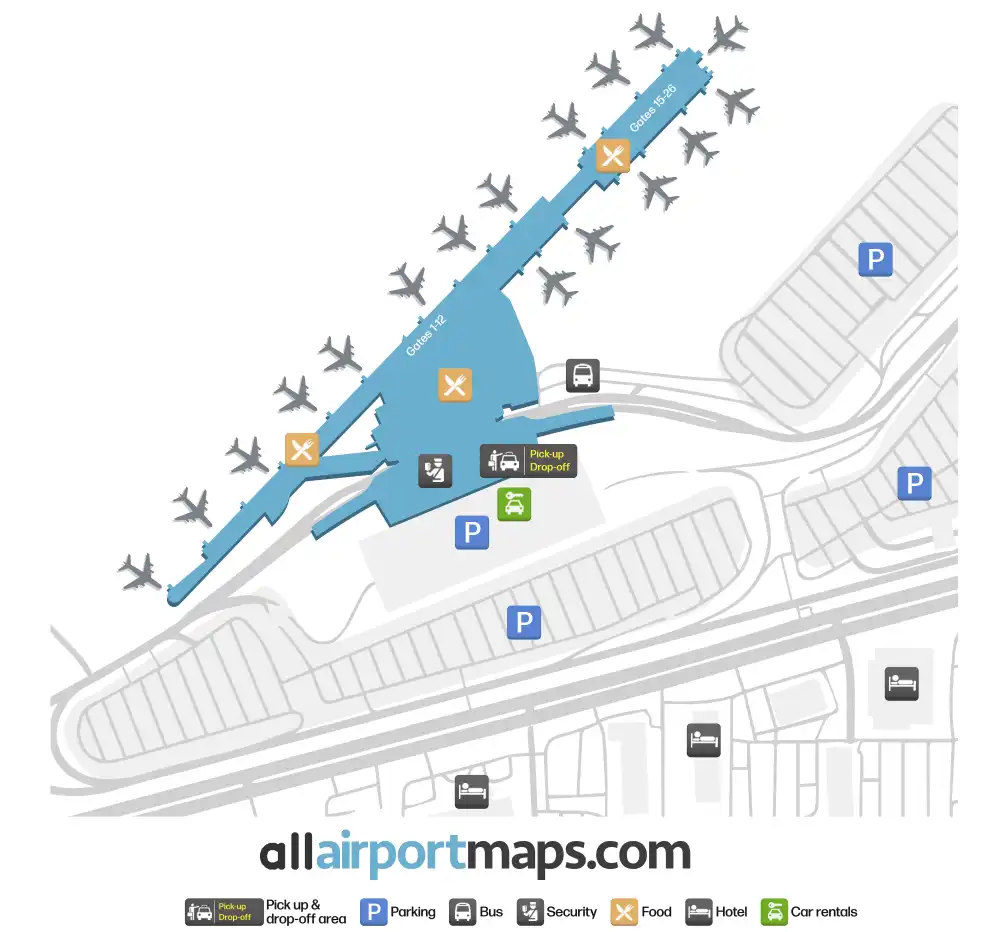 Mapa de la terminal del Aeropuerto Internacional Niagara