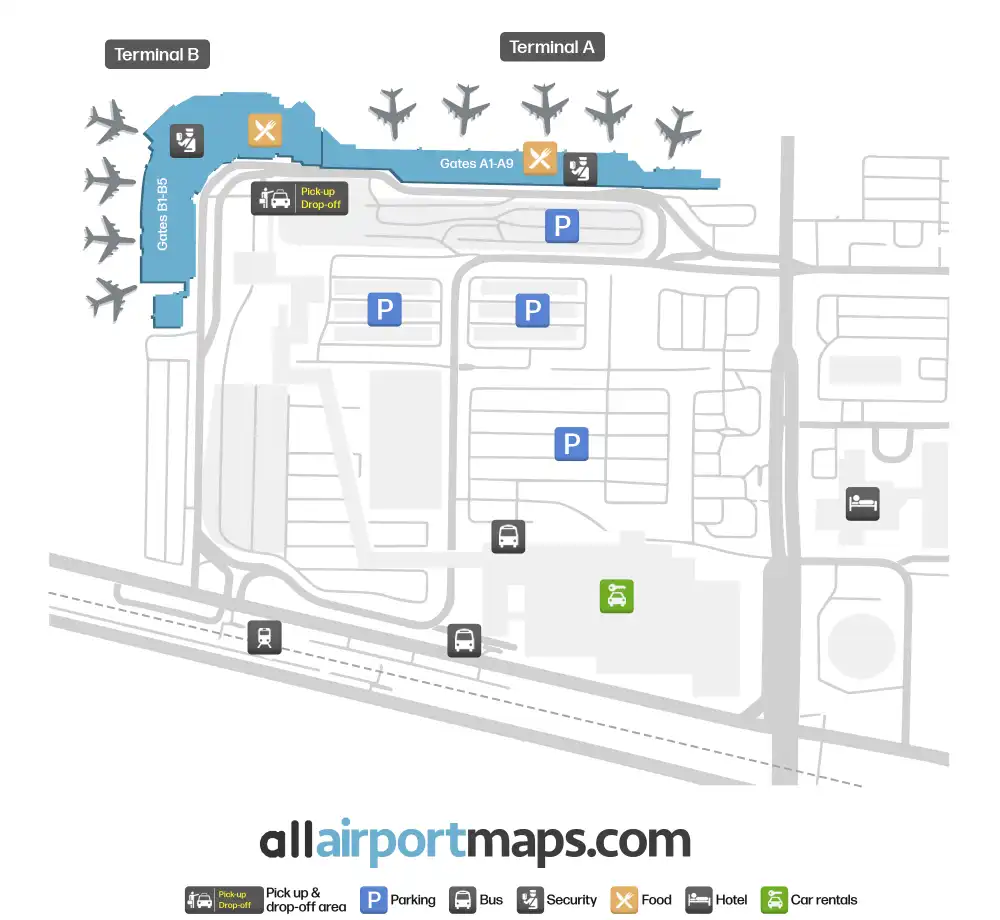 Mapa de la terminal del Aeropuerto Bob Hope