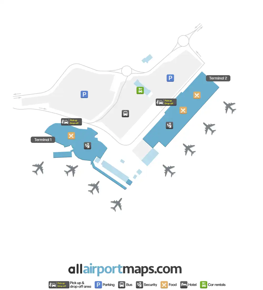 Mapa de la terminal del Aeropuerto de Beauvais-Tillé
