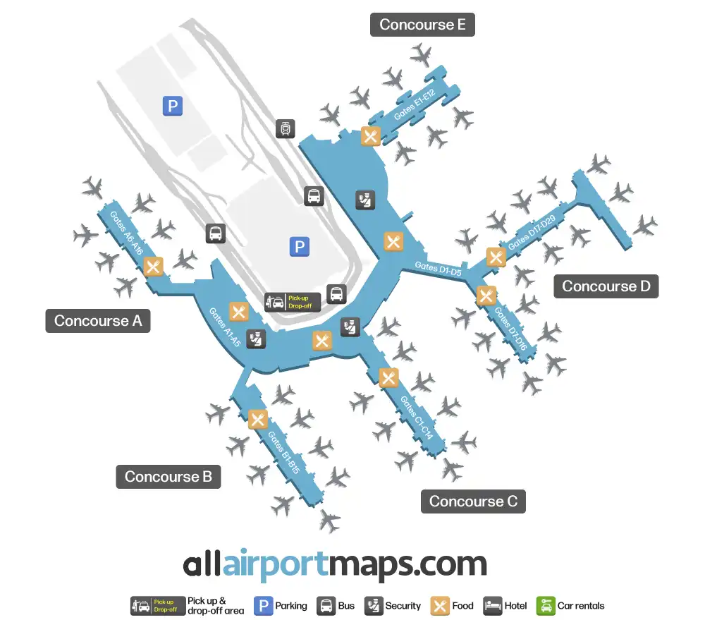 Mapa de la terminal del Aeropuerto Internacional de Baltimore-Washington