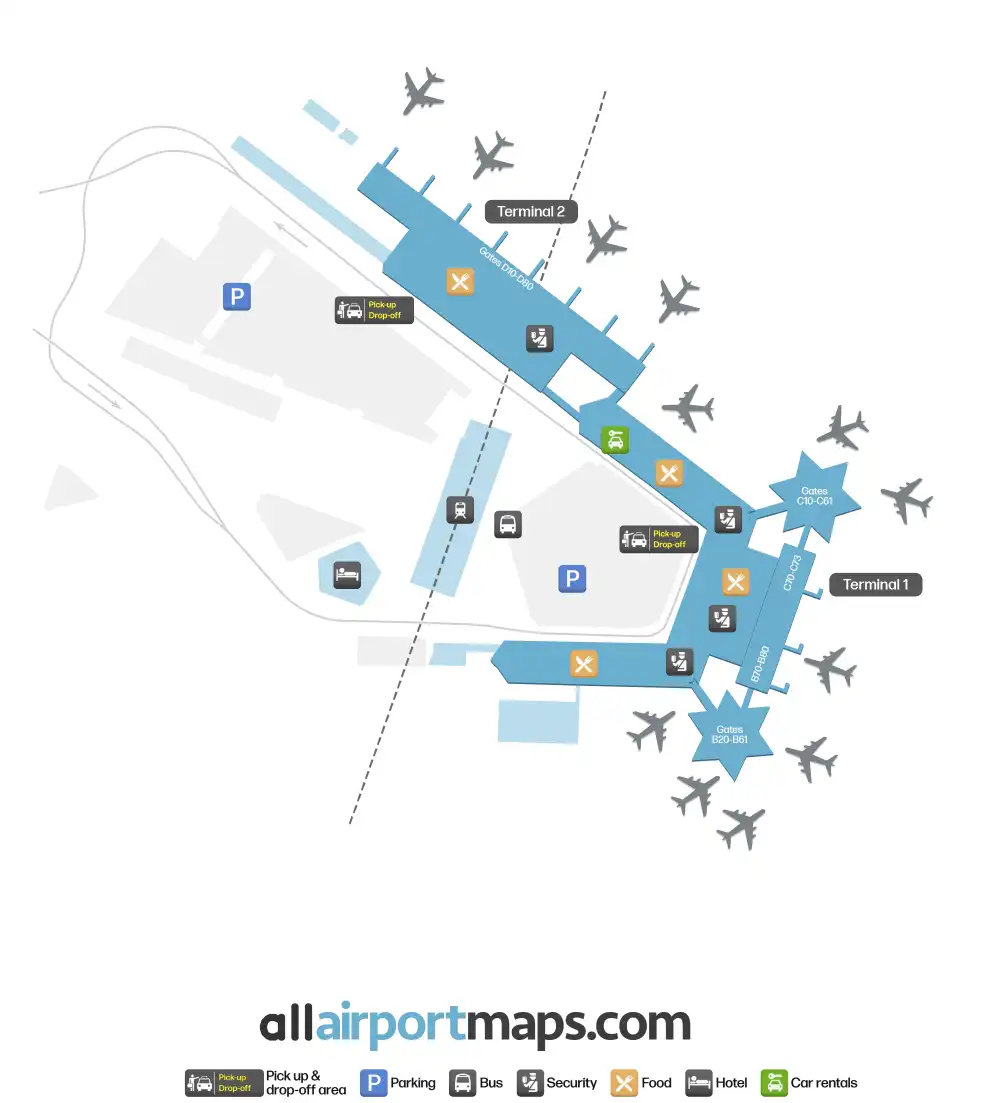 Mapa de la terminal del Aeropuerto de Colonia/Bonn