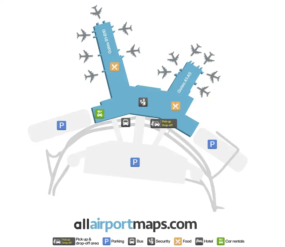 Mapa de la terminal del Aeropuerto Internacional de Charleston