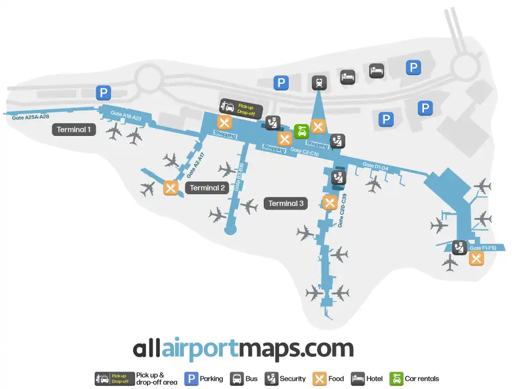 Mapa de la terminal del Aeropuerto de Copenhague-Kastrup