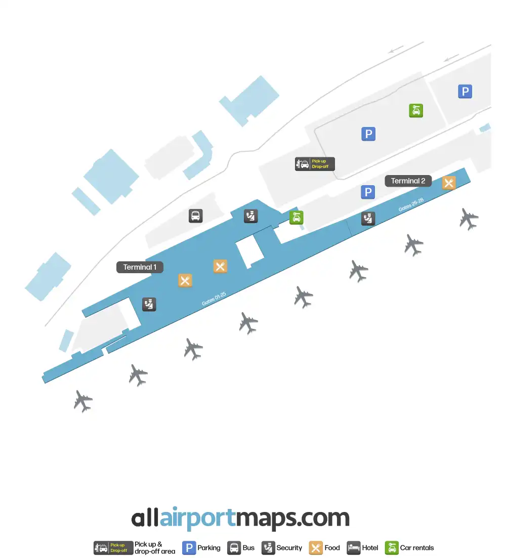 Mapa de la terminal del Aeropuerto de Bruselas Sur