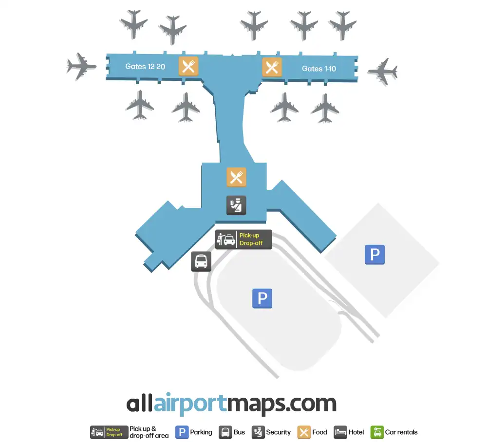Mapa de la terminal del Aeropuerto Dallas Love