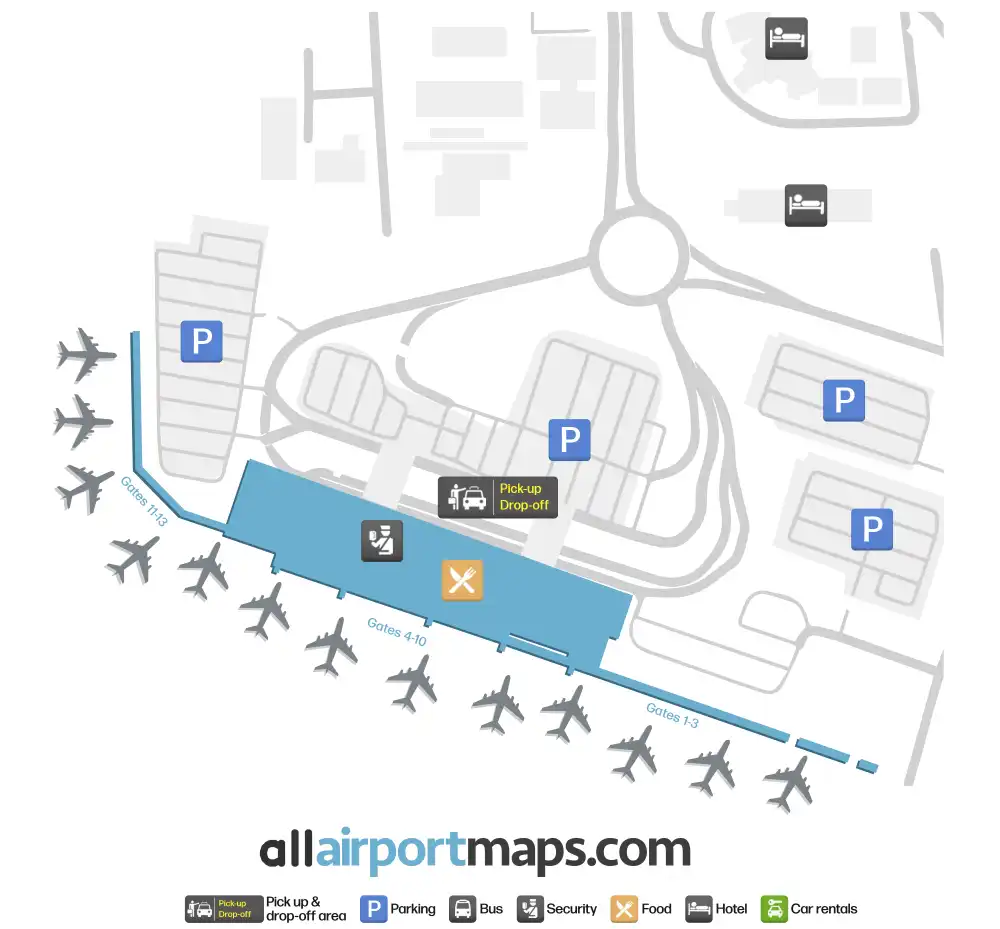 Mapa de la terminal del Aeropuerto Internacional de Darwin