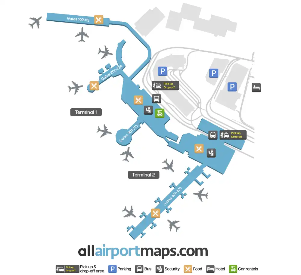 Mapa de la terminal del Aeropuerto de Dublín