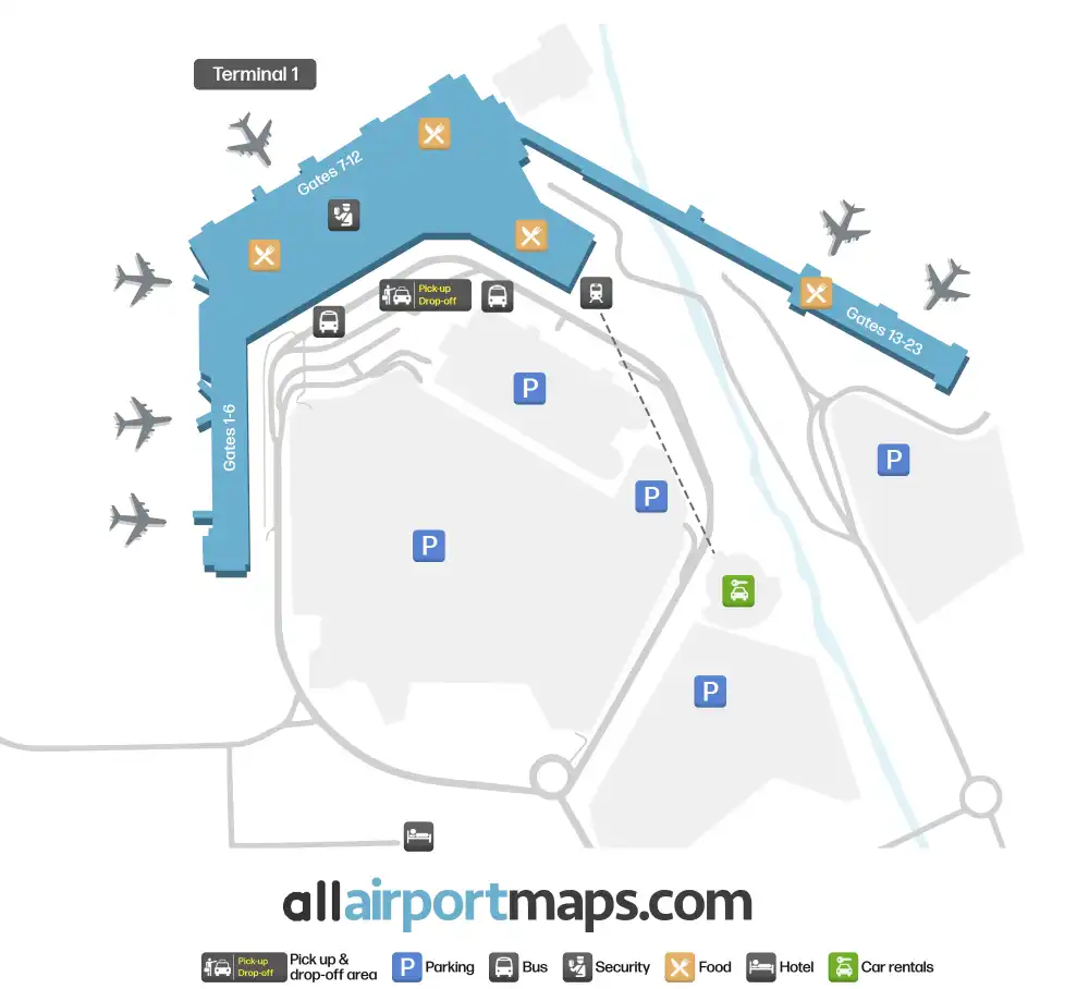 Mapa de la terminal del Aeropuerto de Edimburgo