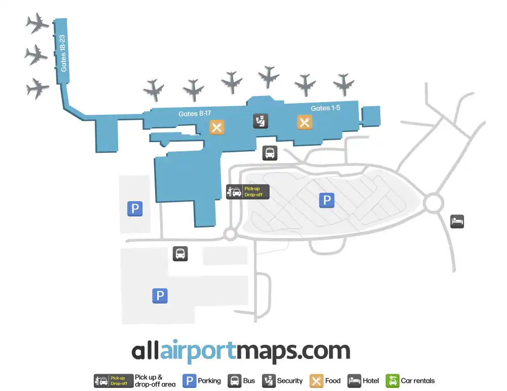 Mapa de la terminal del Aeropuerto de East Midlands