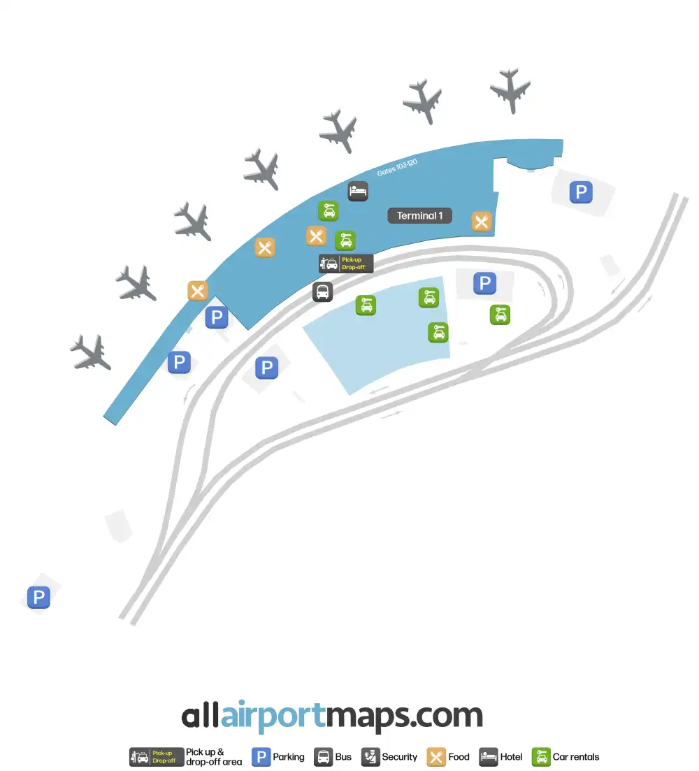 Mapa de la terminal del Aeropuerto Internacional Esenboğa