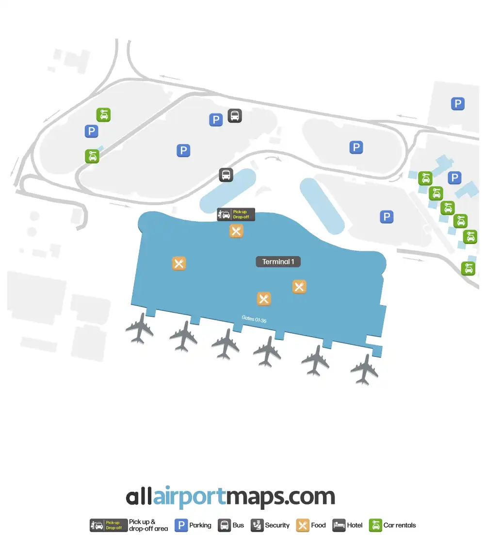 Mapa de la terminal del Aeropuerto de Faro