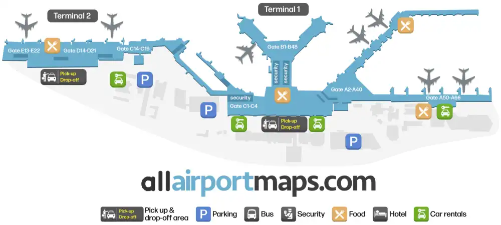 Mapa de la terminal del Aeropuerto de Fráncfort del Meno