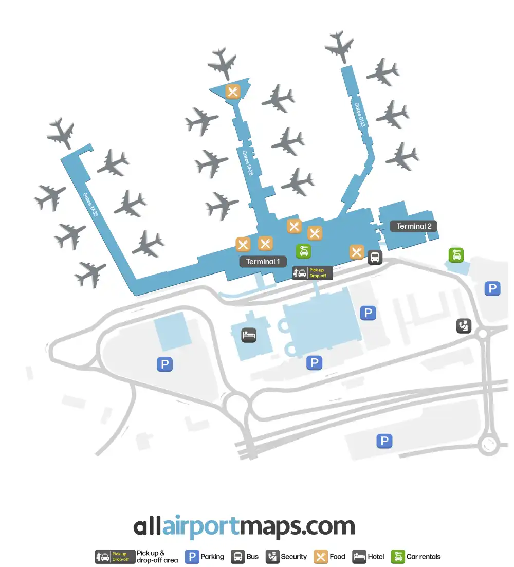 Mapa de la terminal del Aeropuerto Internacional de Glasgow