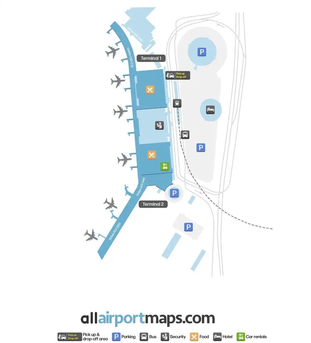 Mapa de la terminal del Aeropuerto de Hamburgo