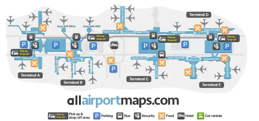 Mapa de la terminal del Aeropuerto Intercontinental George Bush