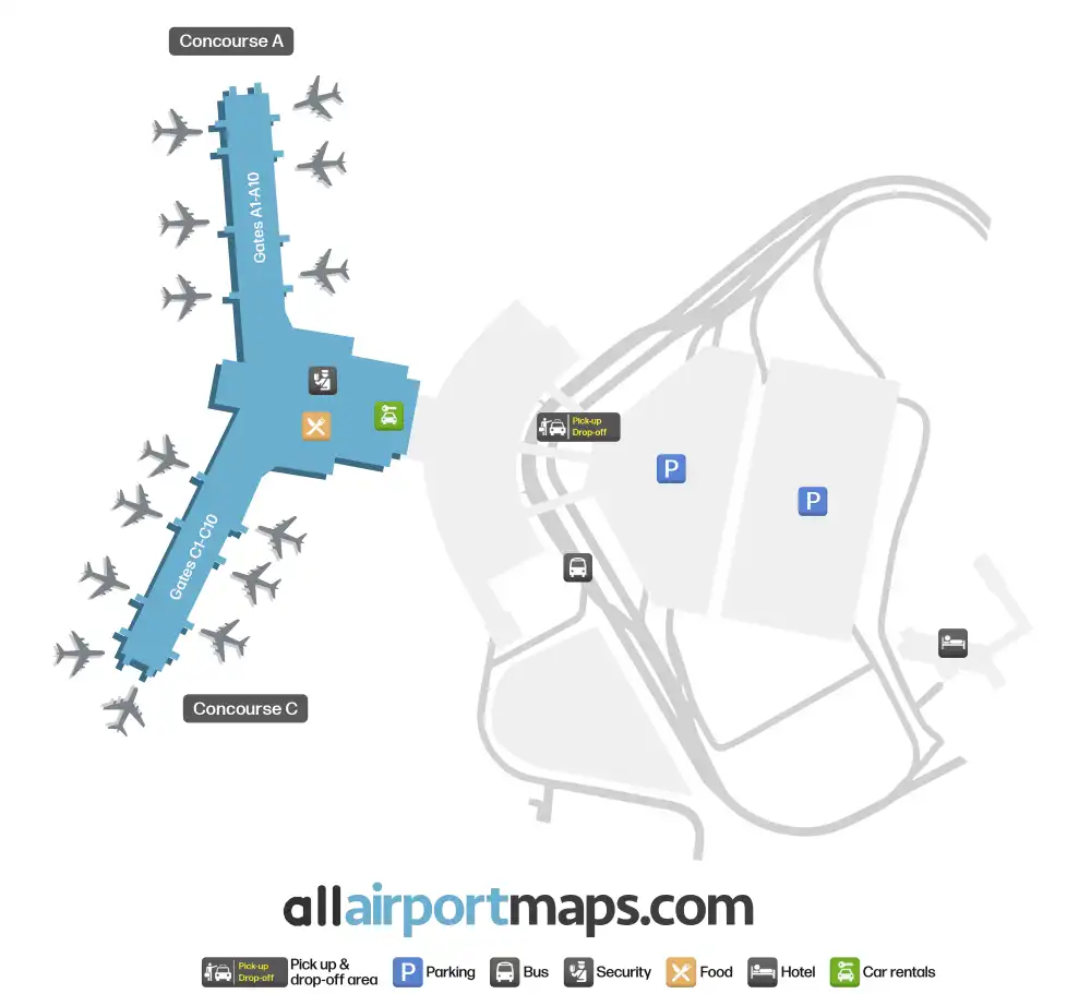 Mapa de la terminal del Aeropuerto Internacional de Jacksonville