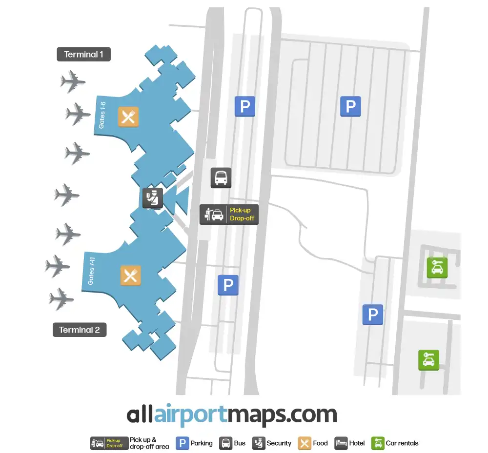 Mapa de la terminal del Aeropuerto Internacional de Kona