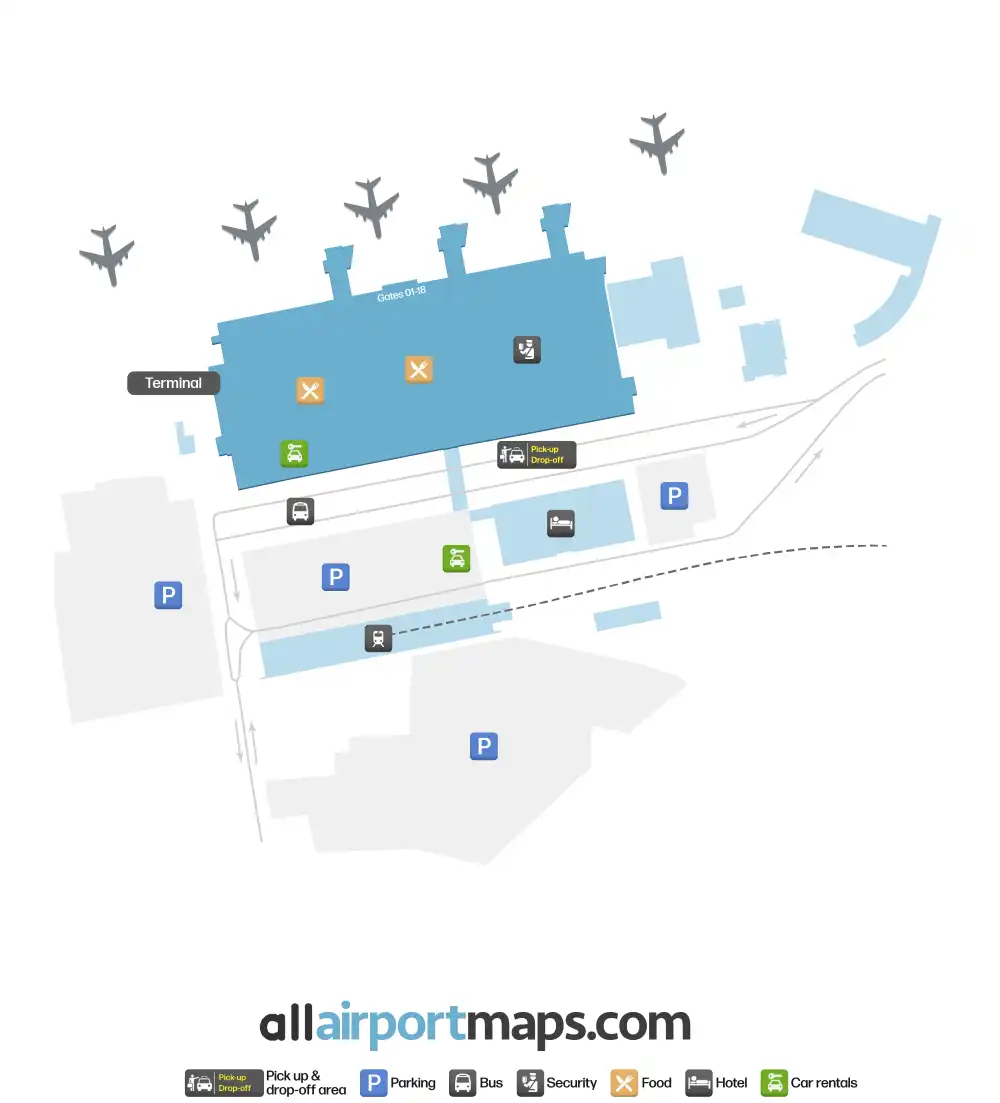 Mapa de la terminal del Aeropuerto de Cracovia-Juan Pablo II