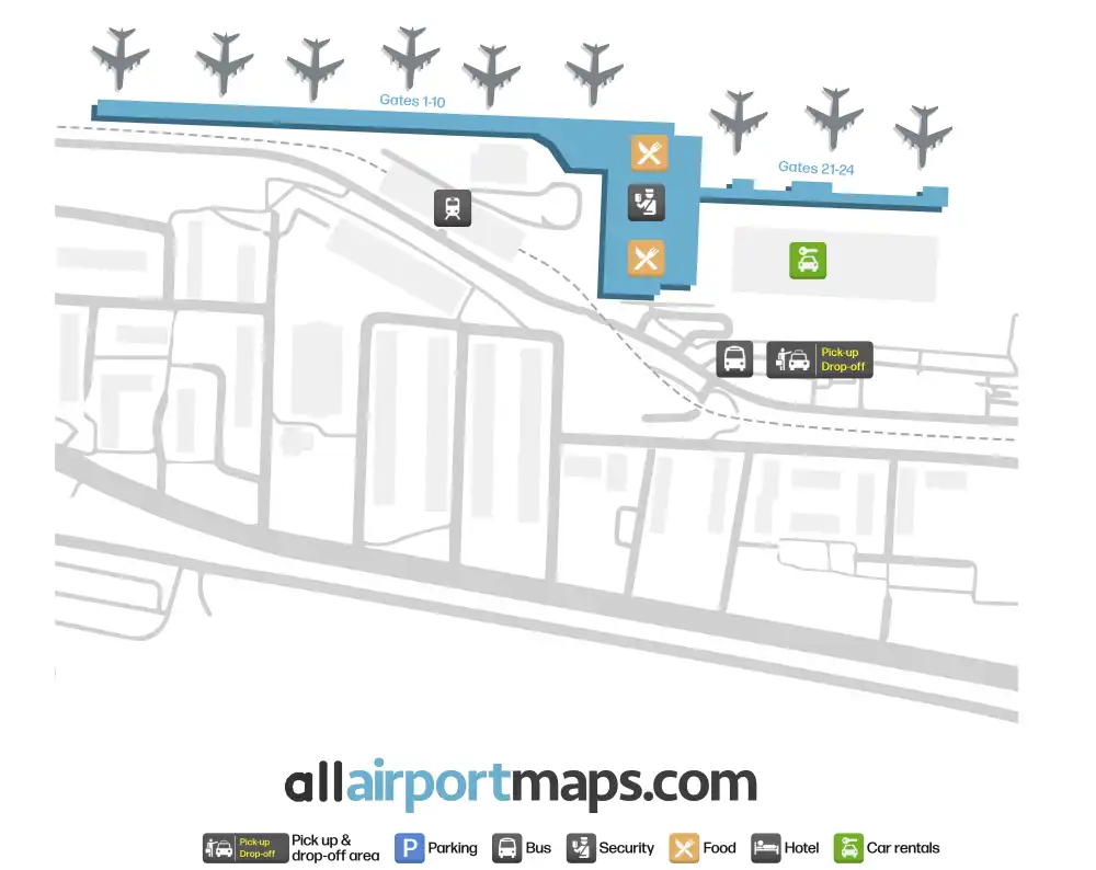 Mapa de la terminal del Aeropuerto de la Ciudad de Londres