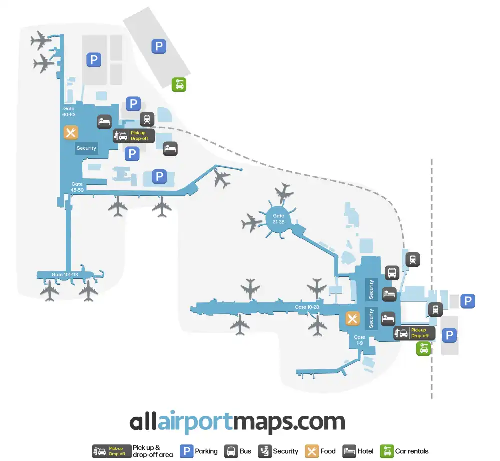 Mapa de la terminal del Aeropuerto de Londres-Gatwick