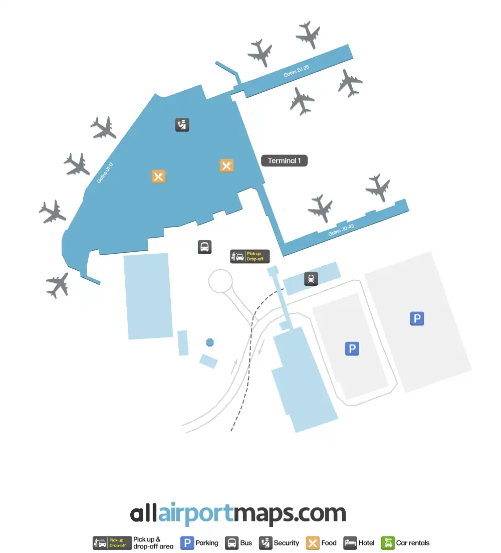 Mapa de la terminal del Aeropuerto de Londres-Luton