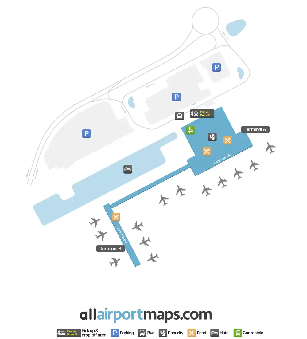Mapa de la terminal del Aeropuerto de Luxemburgo Findel
