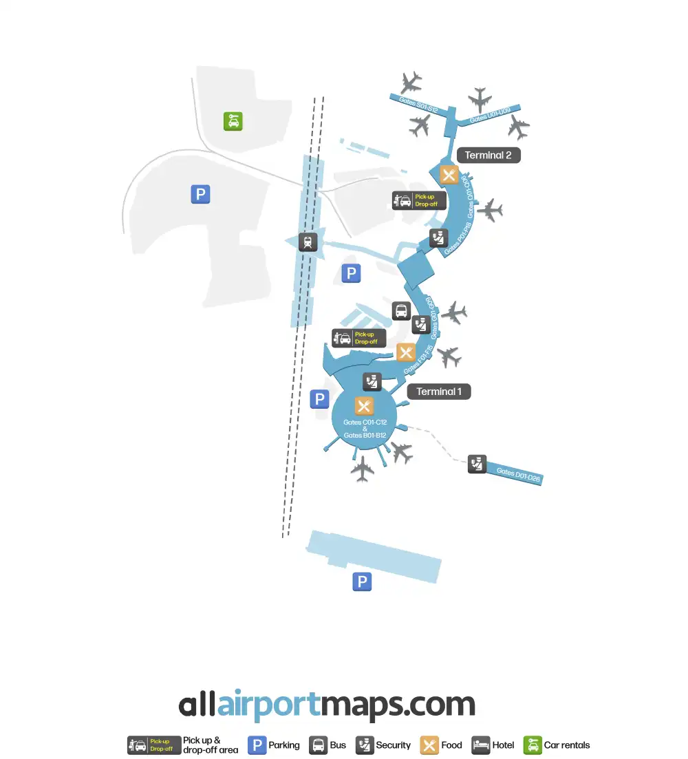 Mapa de la terminal del Aeropuerto de Lyon-Saint Exupéry