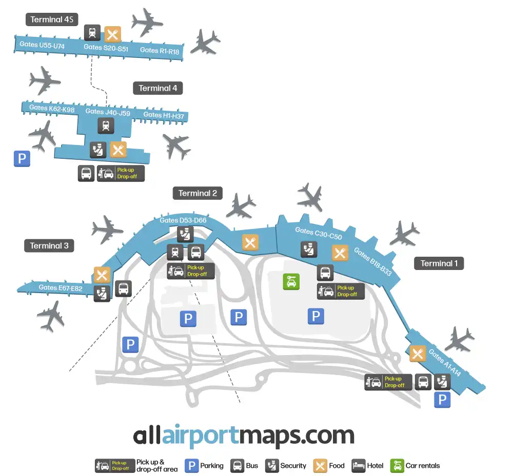 Mapa de la terminal del Aeropuerto de Madrid-Barajas