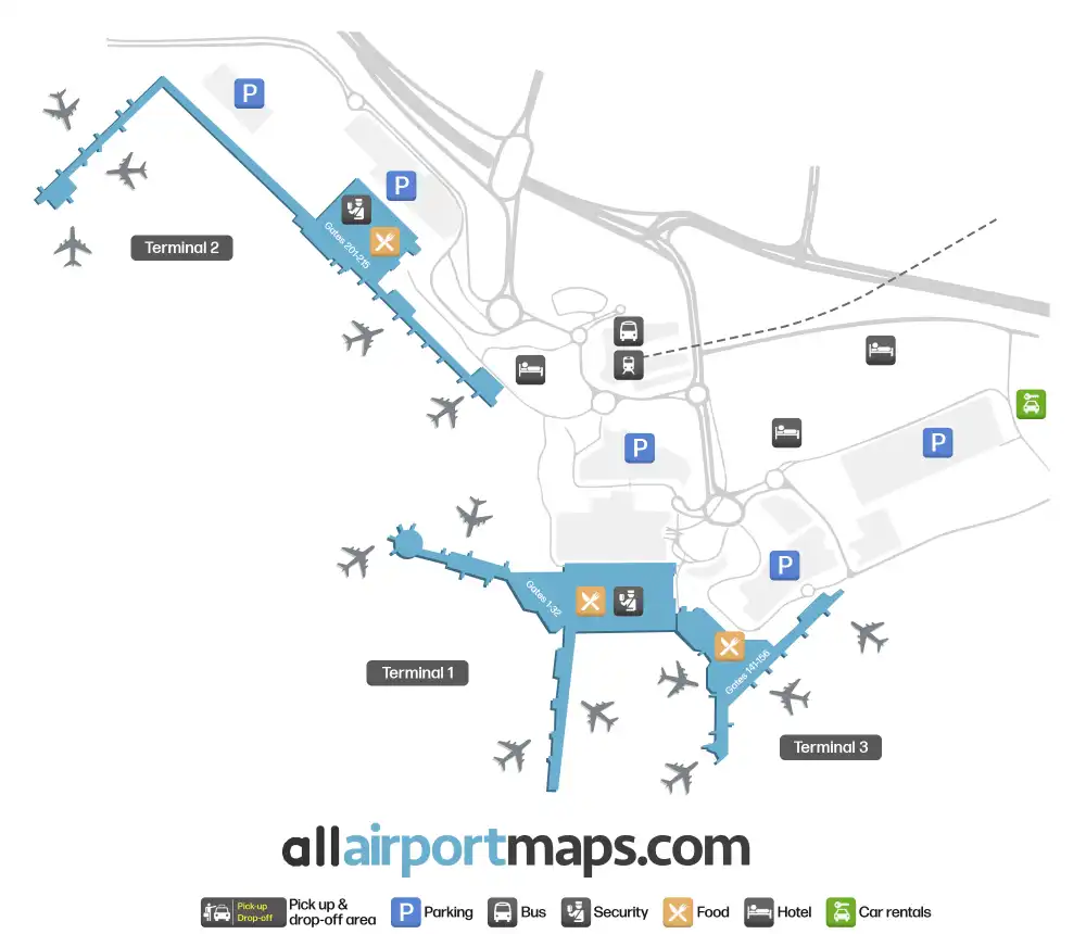 Mapa de la terminal del Aeropuerto de Mánchester