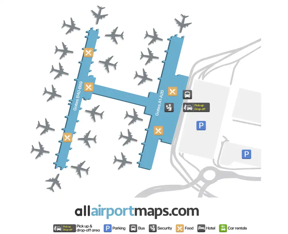 Mapa de la terminal del Aeropuerto Internacional de Kansas City