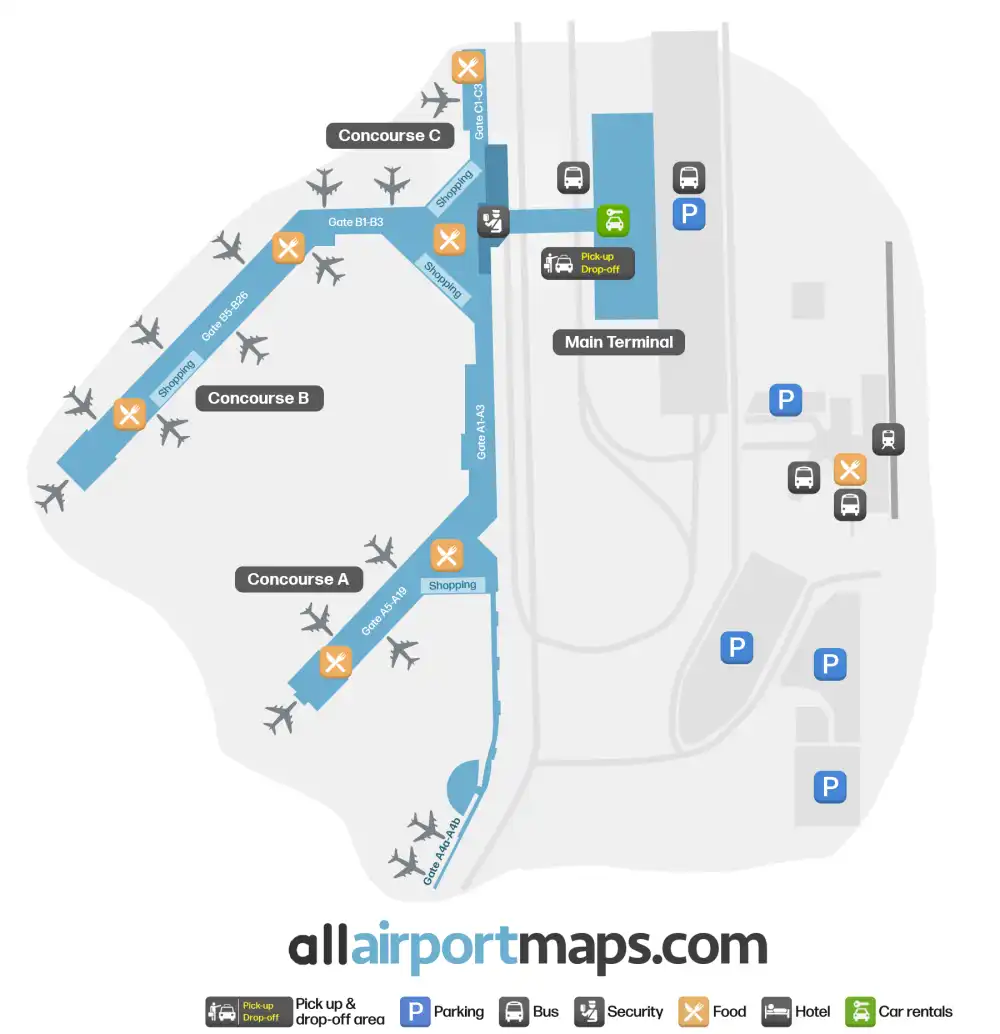 Mapa de la terminal del Aeropuerto Internacional Midway