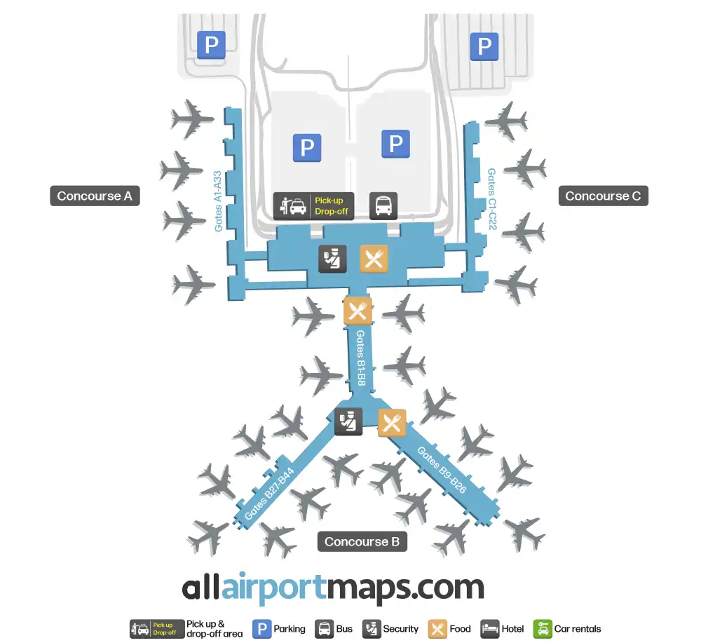 Mapa de la terminal del Aeropuerto Internacional de Memphis