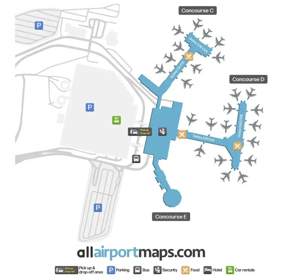 Mapa de la terminal del Aeropuerto Internacional General Mitchell