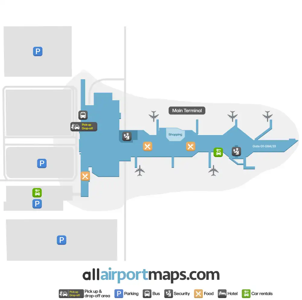 Mapa de la terminal del Aeropuerto de Malmö